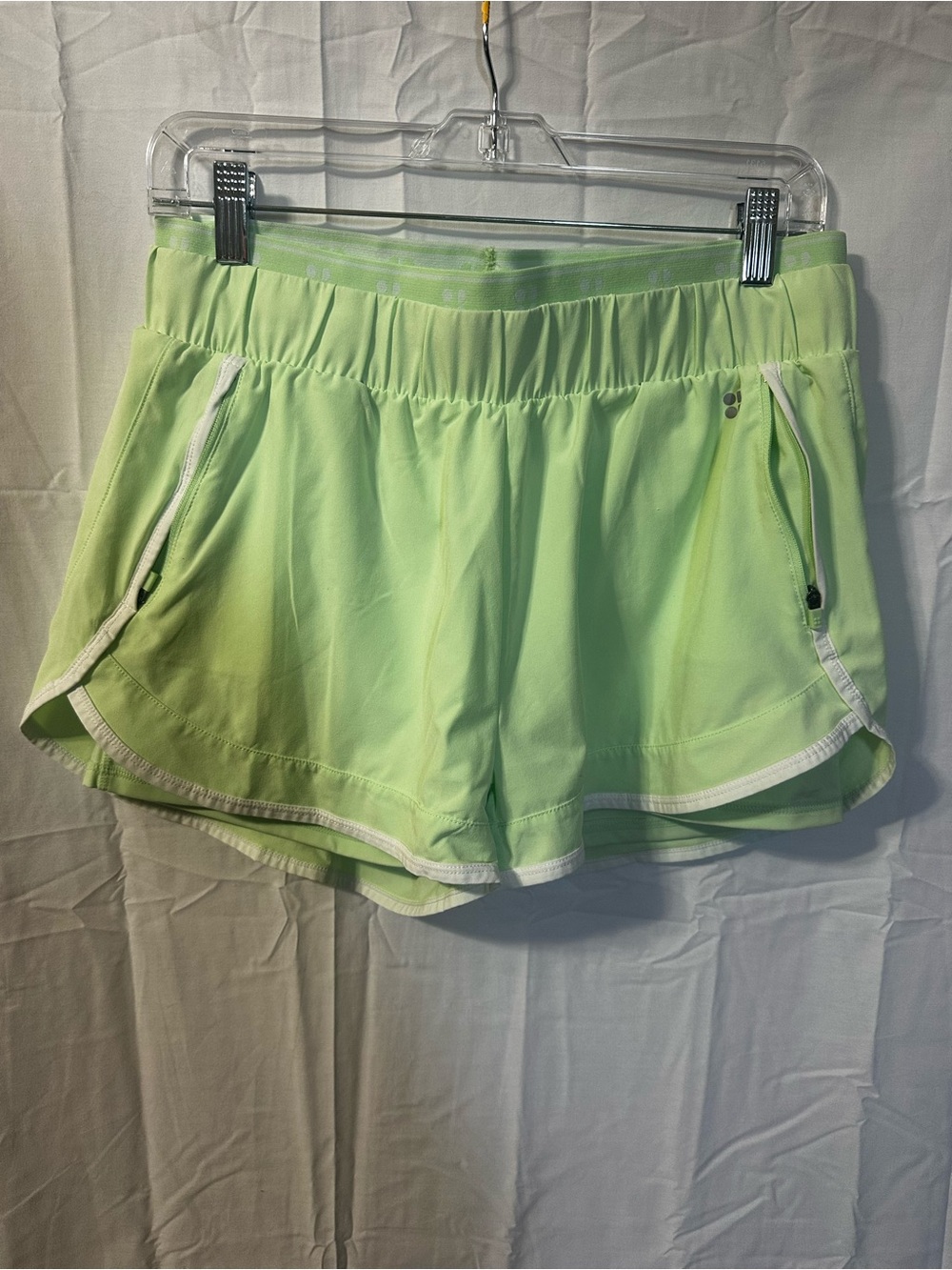 Sweaty Betty Neon Lime Athletic Shorts with White Trim